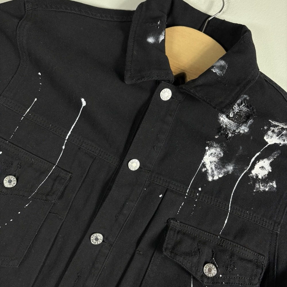 Brute Impact XL Streetwear Graffiti Appliques Printed Distressed Denim Jacket